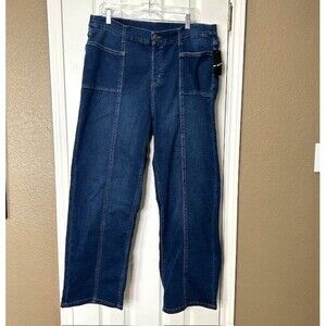 D&Co Denim & Co Dark Pull On Bootcut Jeans Stretch Front Pockets Women's 18W NWT